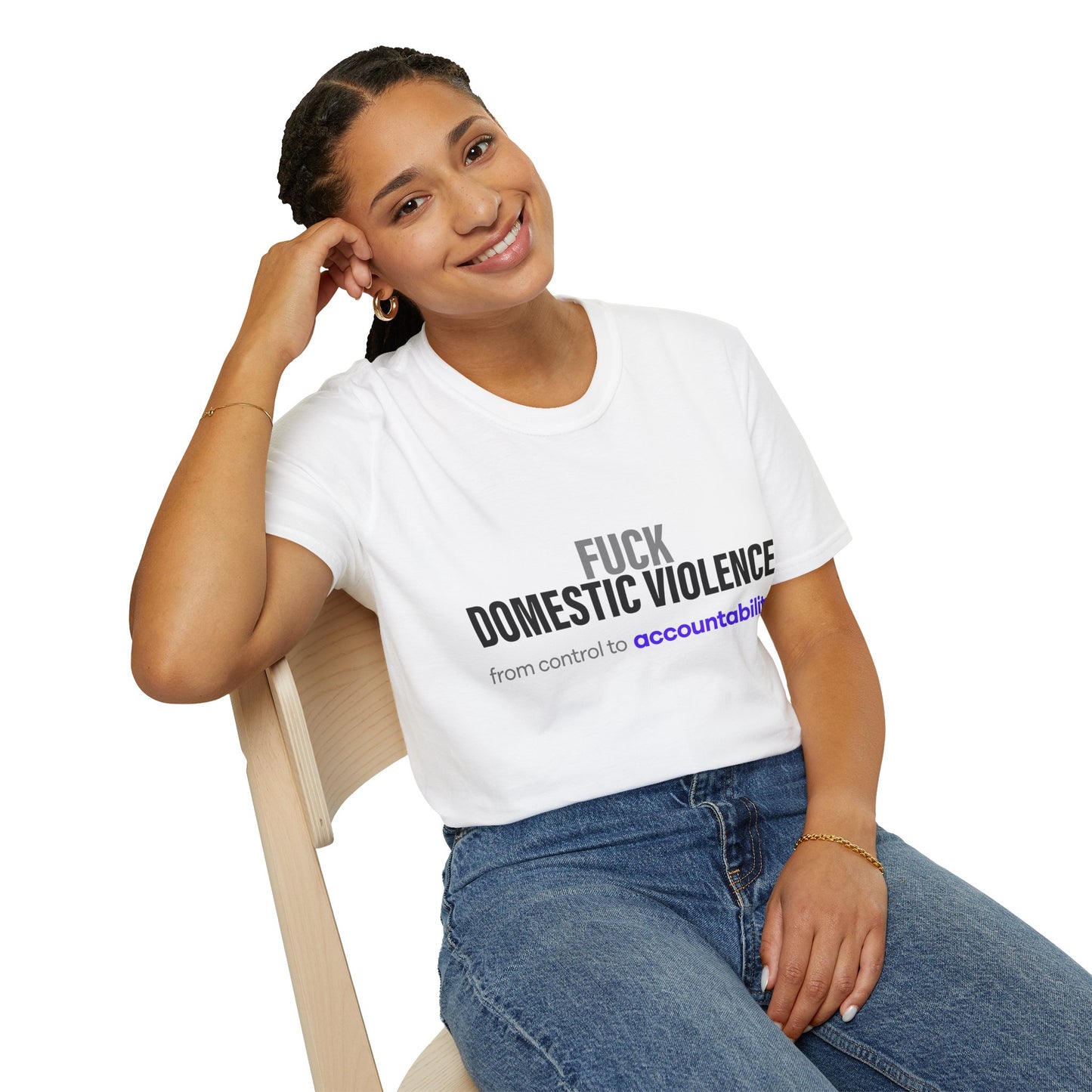 Fuck Domestic Violence SMALLER  FONT LOUD T‑Shirt — Anti‑Abuse Accountability Tee