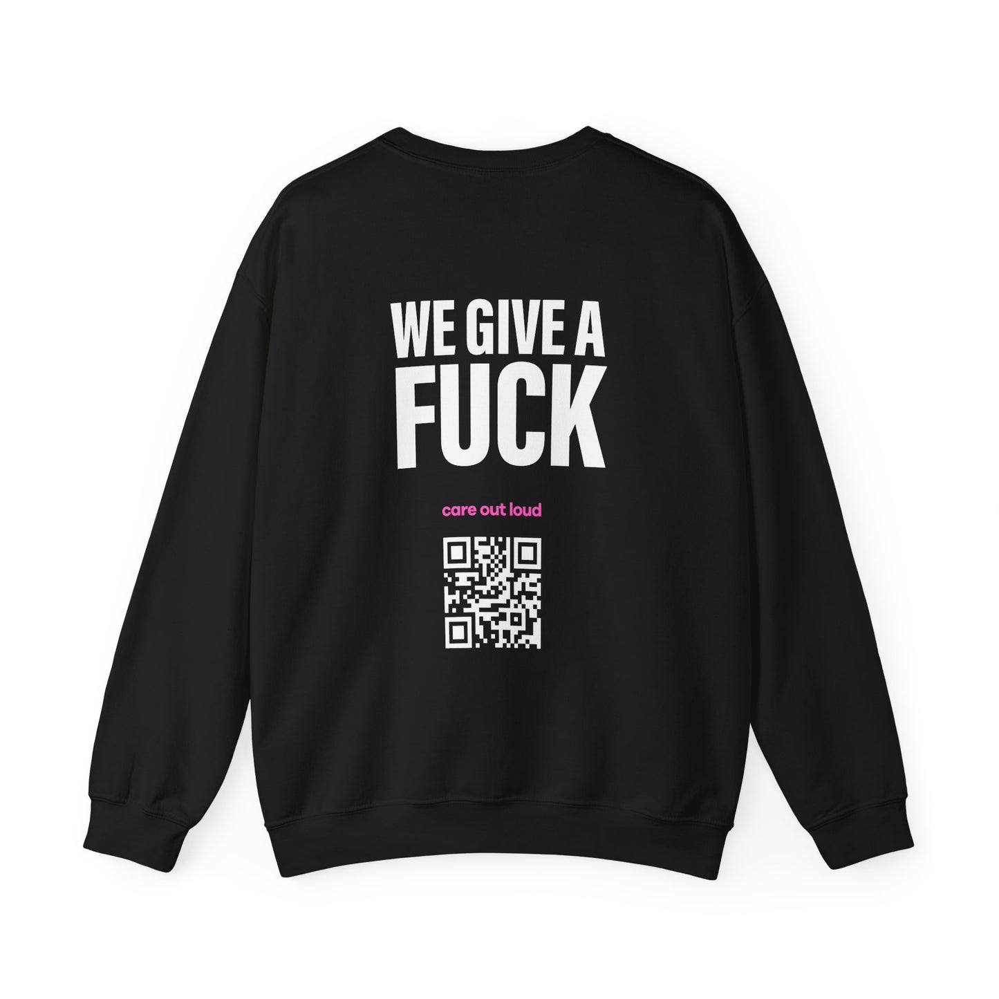 Crewneck Sweatshirt — “Fuck Domestic Violence” Awareness Sweatshirt (We Give a Fuck, QR Support)