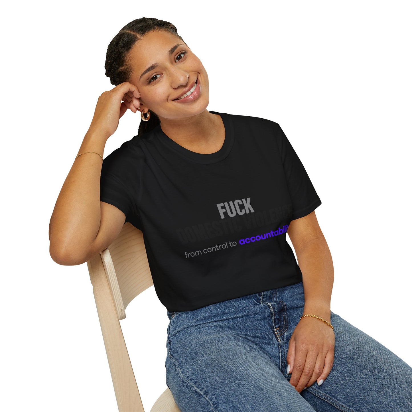 Fuck Domestic Violence SMALLER  FONT LOUD T‑Shirt — Anti‑Abuse Accountability Tee