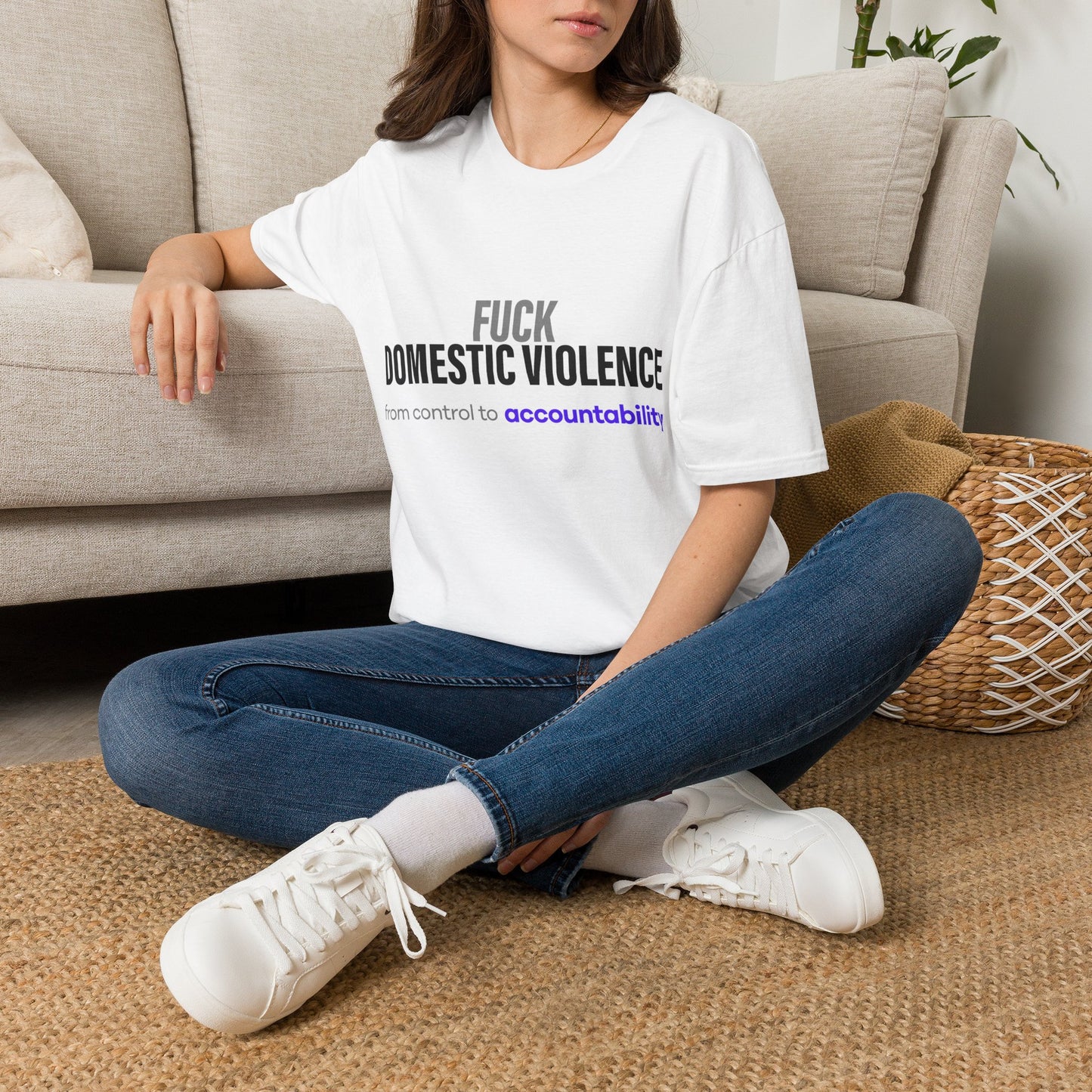 Fuck Domestic Violence SMALLER  FONT LOUD T‑Shirt — Anti‑Abuse Accountability Tee