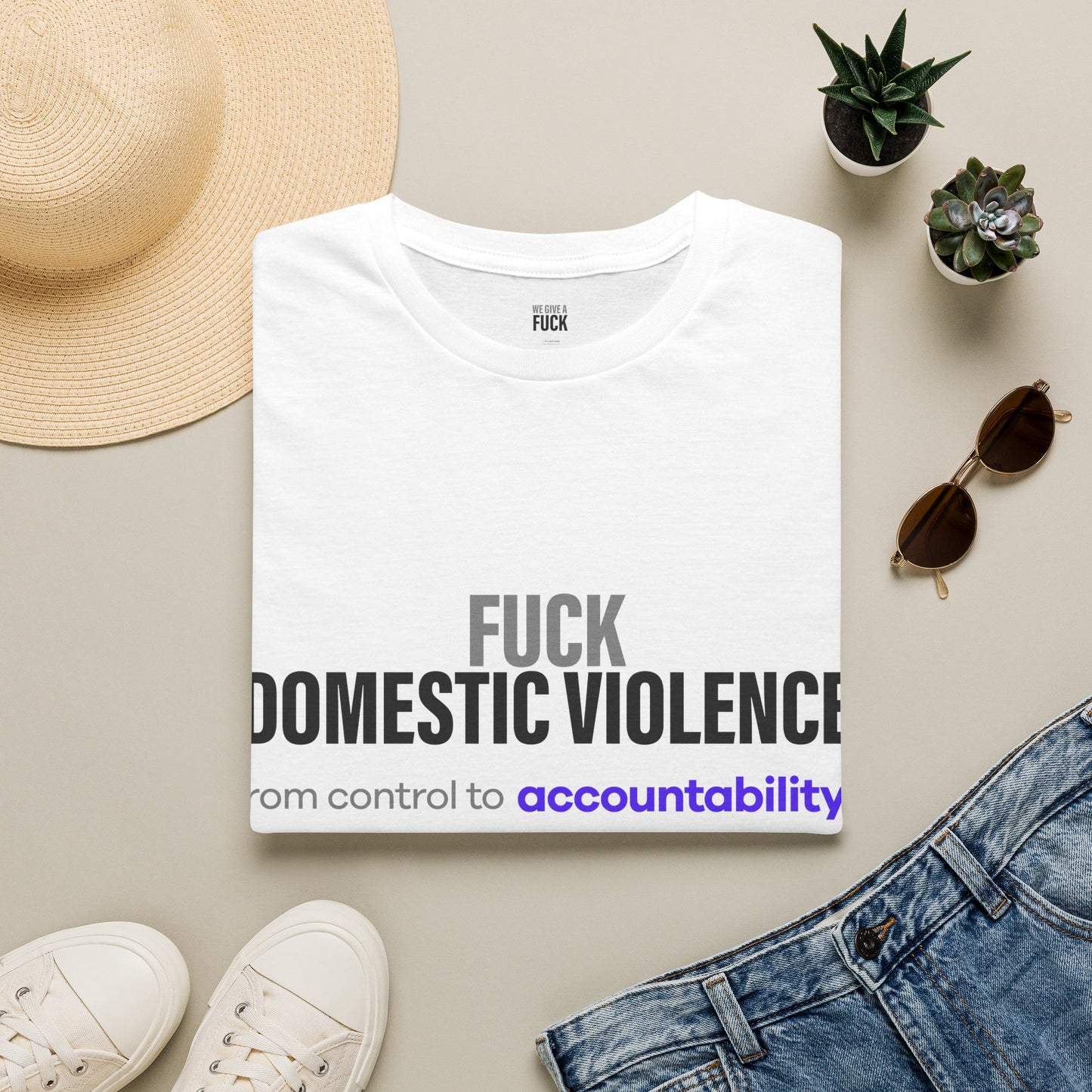 Fuck Domestic Violence SMALLER  FONT LOUD T‑Shirt — Anti‑Abuse Accountability Tee