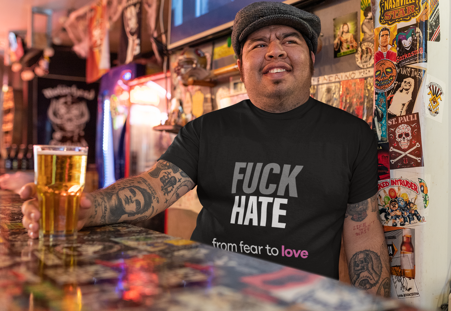 Fuck Hate Tee.  Fear to Love - Unfiltered