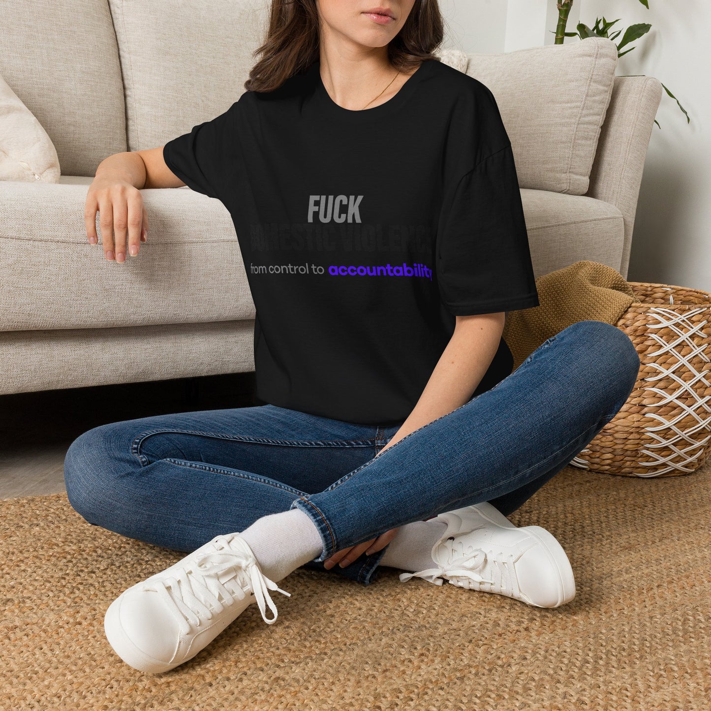 Fuck Domestic Violence SMALLER  FONT LOUD T‑Shirt — Anti‑Abuse Accountability Tee