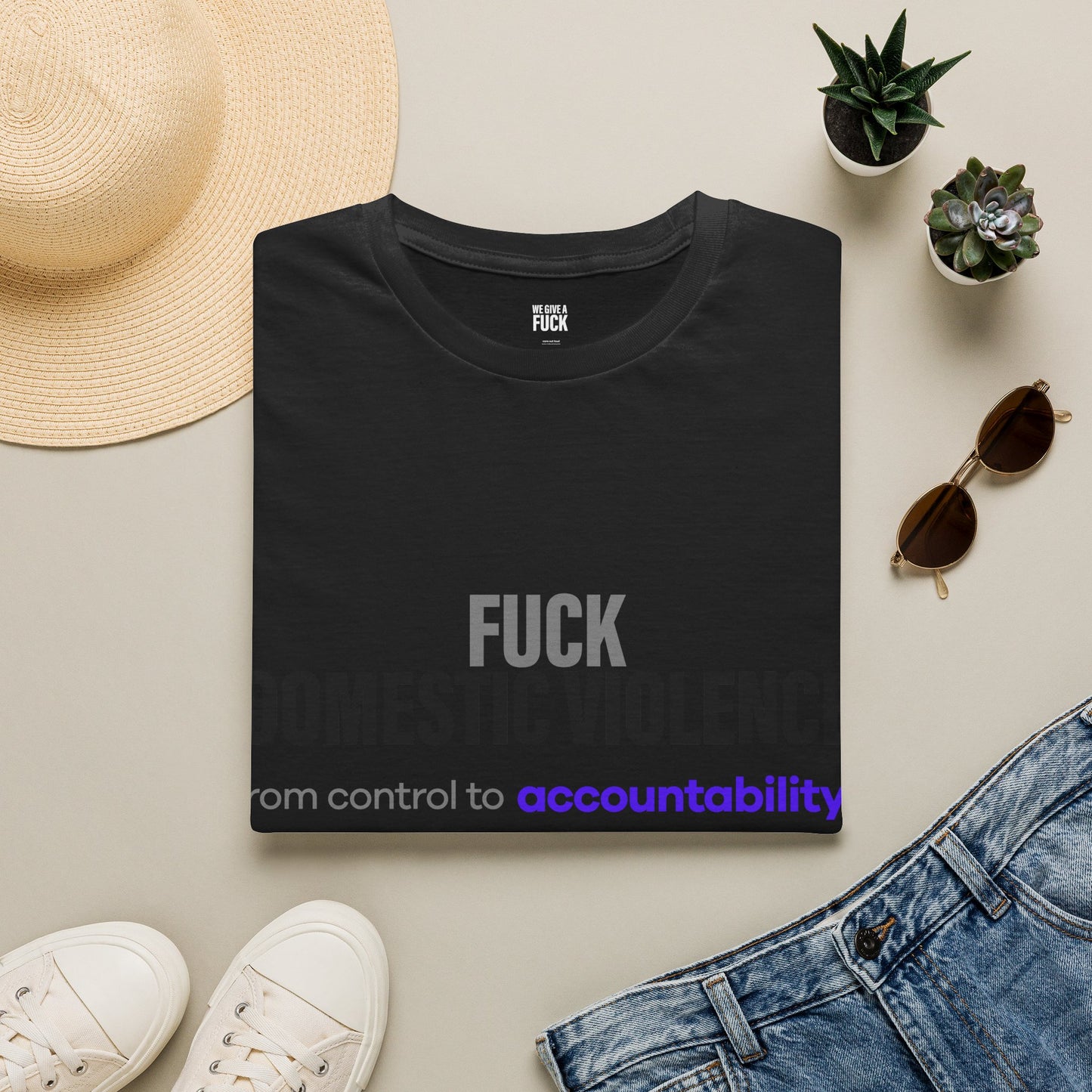 Fuck Domestic Violence SMALLER  FONT LOUD T‑Shirt — Anti‑Abuse Accountability Tee